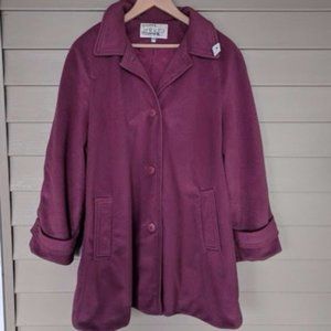 Veloura Women's Maroon Purple Peacoat Jacket Petite Size 12P